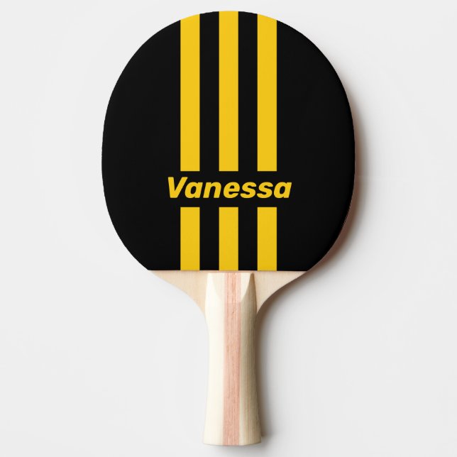 Raquette De Ping Pong Safety Bee Nostalgic Pin Stripes with Name (Devant)
