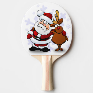 RAQUETTE DE PING PONG SANTA CLAUS ET RUDOLPH