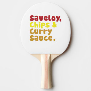 Raquette De Ping Pong Saveloy, chips & Curry Sauce.