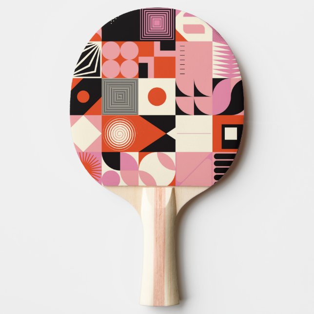 Raquette De Ping Pong Scandinave géométrique : Motif d'oeuvres colorées (Devant)