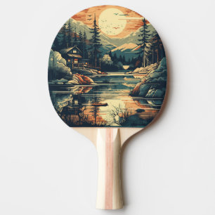 Raquette De Ping Pong Scandinave Rétro Maison de montagne