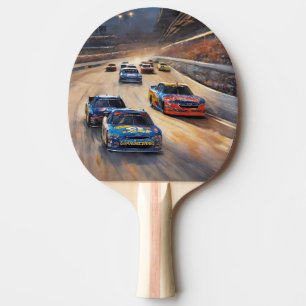 Raquette De Ping Pong Scène de course haute vitesse colorée au crépuscul
