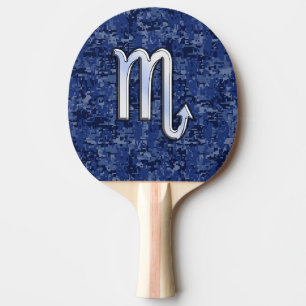 Raquette De Ping Pong Scorpio Zodiac sur la déco de camouflage bleu mar