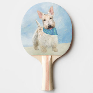 Raquette De Ping Pong Scottish Terrier Wheaten Dog Painting Art original