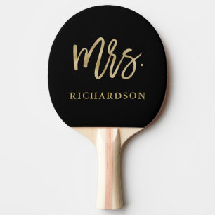 Raquette De Ping Pong Script de Brève moderne Faux Gold Mme