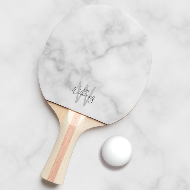 Raquette De Ping Pong Script moderne Monogramme personnalisé et nom (Créateur téléchargé)