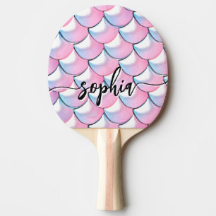 Raquette De Ping Pong Script Motif Iridescente Mermaid Scales