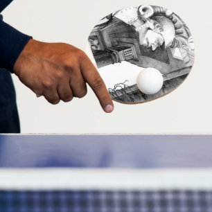 Raquette De Ping Pong Sculpture du château Crayon Art