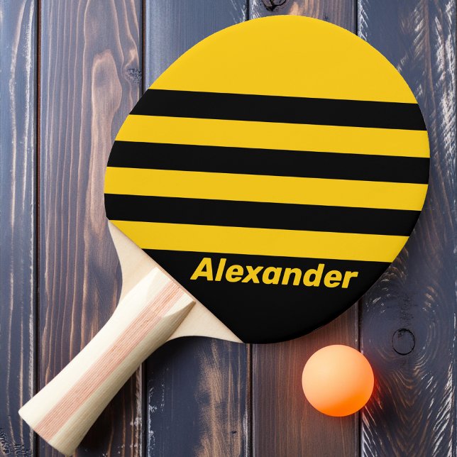 Raquette De Ping Pong Sécurité sportive Bête Nostalgale rayures avec nom (Créateur téléchargé)