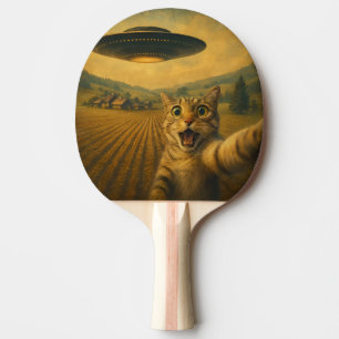 Raquette De Ping Pong Selfie De Chat Avec Alien UFO Drôle Cadeaux De Cha