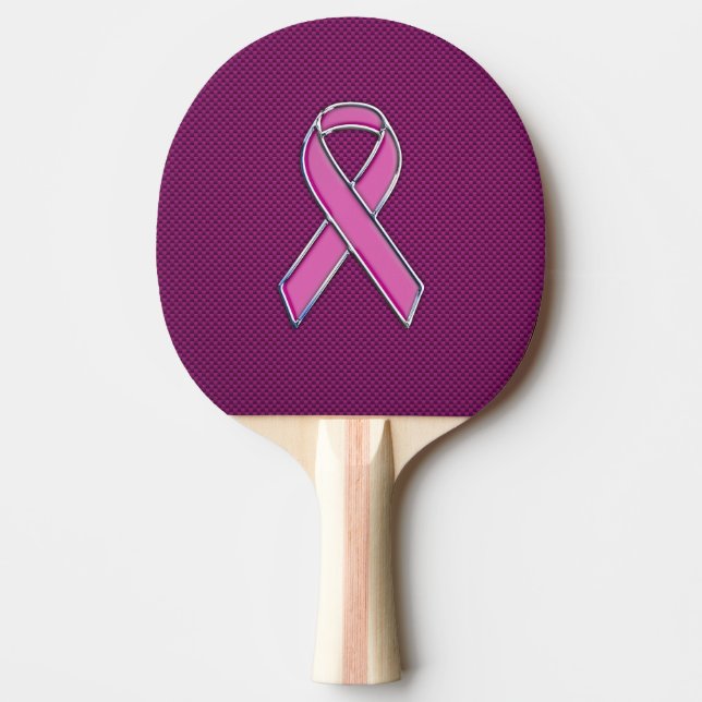 Raquette De Ping Pong Sensibilisation au ruban de style rose chaud Fibre (Devant)