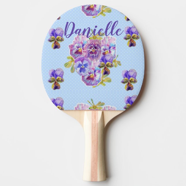 Raquette De Ping Pong Shabby Chic Blue Fleurs Floral Ping Paddle (Devant)
