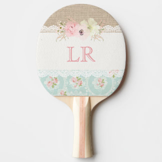 Raquette De Ping Pong Shabby Chic Lace Vintage et Burlap Pays rustique