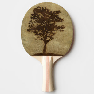 Raquette De Ping Pong Silhouette d'arbre sur Arrière - plan de bronze