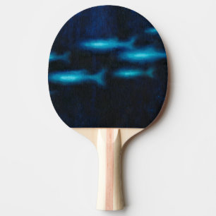 Raquette De Ping Pong Silhouettes de poisson bleu translucide
