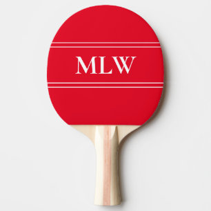 Raquette De Ping Pong Simple brillant rouge et blanc Monogramme