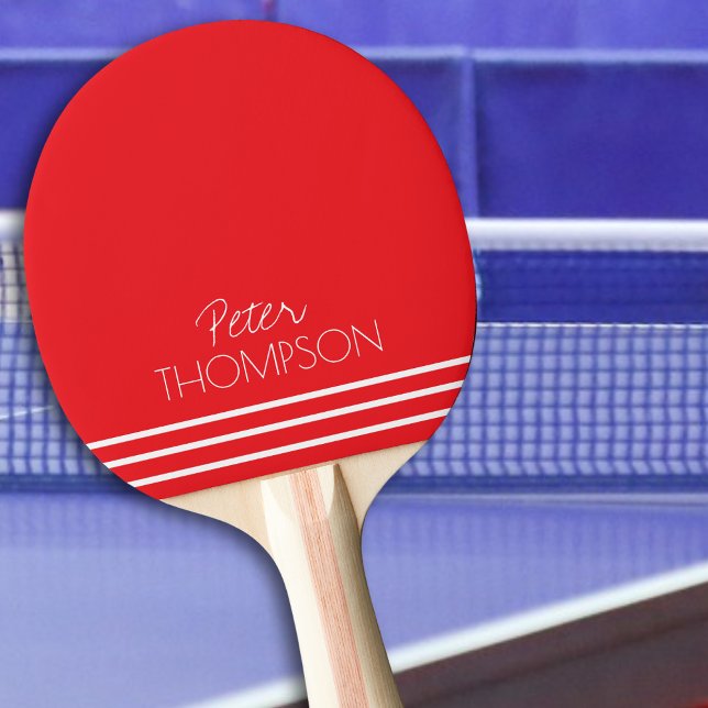 Raquette De Ping Pong Simple et élégant Monogramme Rouge (Créateur téléchargé)