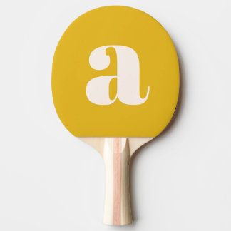 Raquette De Ping Pong Simple été jaune gras rétro Monogramme initial