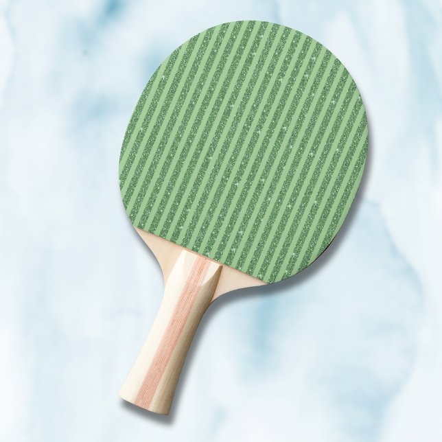 Raquette De Ping Pong Simple Forest Green Glitter Style Vertical Stripes (Créateur téléchargé)