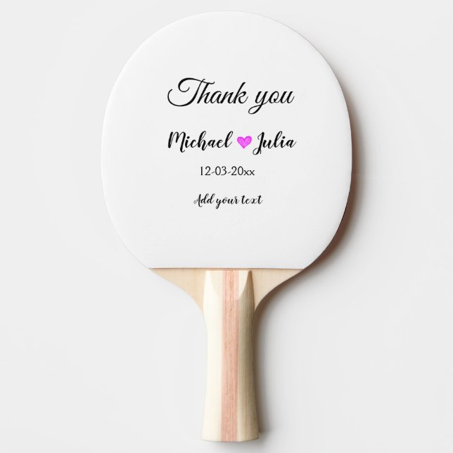 Raquette De Ping Pong Simple minimaliste merci couple nom coeur parties  (Devant)