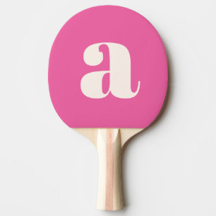 Raquette De Ping Pong Simple Monogramme Initial En Gras Rétro Rose Chaud