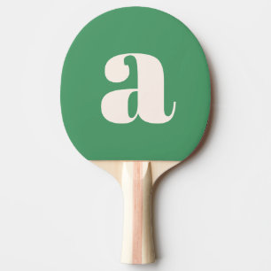 Raquette De Ping Pong Simple Monogramme Initial Retro Gras Vert Été