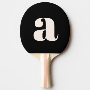 Raquette De Ping Pong Simple Noir Blanc Gras Rétro Monogramme initial