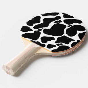 Raquette De Ping Pong Simple noir et blanc Gros taches de vache Poster d