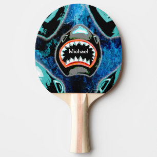 Raquette De Ping Pong Skark Mania Drôle Illustration de dessin animé