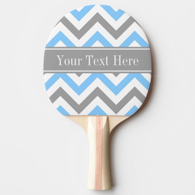Raquette De Ping Pong Sky Blue Dk Gray Wht LG Chevron Gray Name Monogram (Devant)