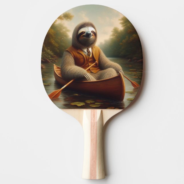 Raquette De Ping Pong Sloth Dans Un Canoë (Devant)