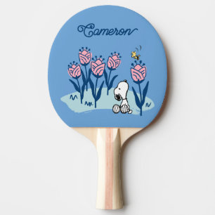 Raquette De Ping Pong Snoopy d'arachides et Fleur de bois   Ajouter Votr