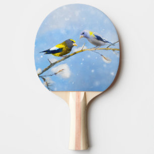 Raquette De Ping Pong Soirée Grosbeak Peinture - Cute Original Chien Art
