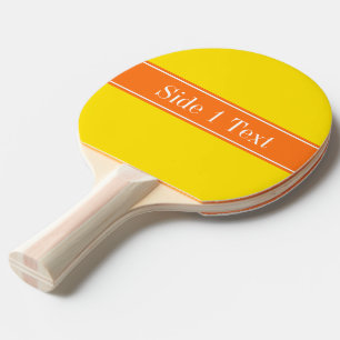 Raquette De Ping Pong Solide Jaune, Citrouille Orange Nom du ruban Monog