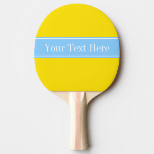 Raquette De Ping Pong Solide Jaune, Sky Blue Ribbon Nom Monogramme