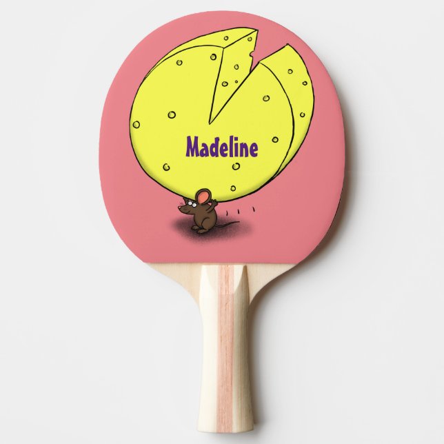 Raquette De Ping Pong Souris mignonne avec dessin animé au fromage (Devant)