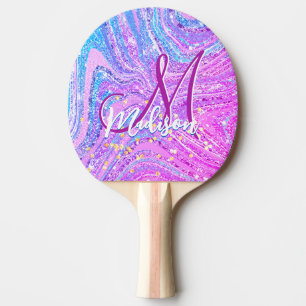 Raquette De Ping Pong Sparkle licorne arc-en-ciel arc-en-ciel marbre art