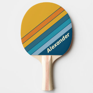 Raquette De Ping Pong Sport Bleu Rayé Soleil avec Nom