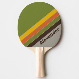Raquette De Ping Pong Sport Coucher de soleil Clover Rayé avec Nom