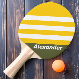 Raquette De Ping Pong Sport Green Honey Rayures Nostalgiques avec Nom