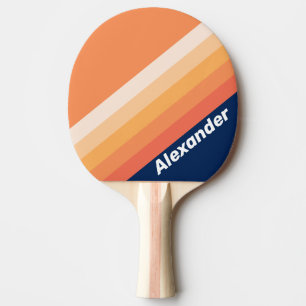 Raquette De Ping Pong Sport Océan Soleil Automne Rayures avec Nom