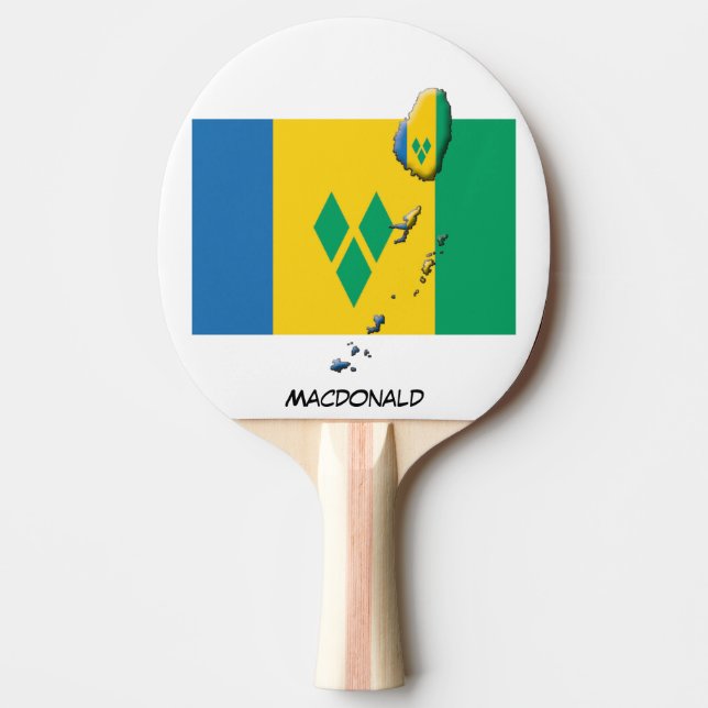 Raquette De Ping Pong ST VINCENT DRAPEAU & CARTE Personnalisé (Devant)