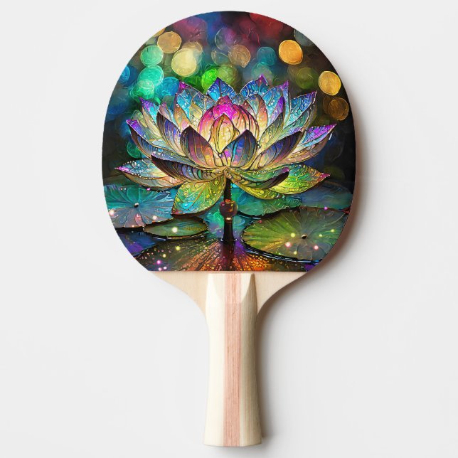 Raquette De Ping Pong Stained Glass Vibrant Lotus Flower (Devant)