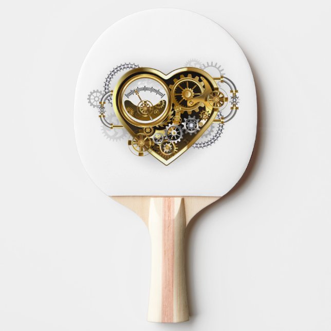 Raquette De Ping Pong Steampunk Heart with a Manometer (Devant)