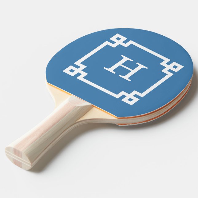 Raquette De Ping Pong Steel Blue Wht Greek Key Frame (Devant Angle)