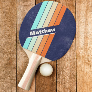 Raquette De Ping Pong Style Vintage détendu Rayures rétro avec nom