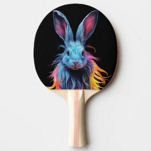 Raquette De Ping Pong Superbe Lapin Bleu en feu