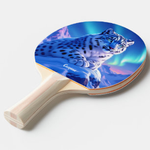 Raquette De Ping Pong Superbe léopard des neiges sur Mountain Rock