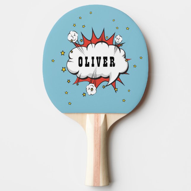 Raquette De Ping Pong Superhero Comic Discours Nom de la bulle (Devant)