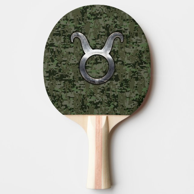 Raquette De Ping Pong Sybole Taurus Zodiac sur Camo numérique vert olive (Devant)